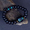 Ebony Wood Cat Bracelet with Liuli Glass Eyes