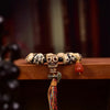 Carved Camel Bone Skull Bracelet with Tassel