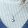 925 Sterling Silver Lotus Necklace Pendant with Blue or White Stone