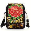 Embroidered Canvas Crossbody Bag with Floral Motifs
