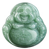 Laughing Buddha Jade Pendant, Natural Bean Green Stone
