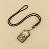 Tibetan Thangka Pendant Necklace, Ebony Wood Rope