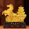 Gold-Tone Horse and Wealth Tree Statue