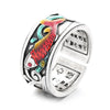 Blue Enamel Koi Fish Heart Sutra Success Ring