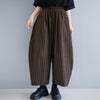 Women's Wide Leg Pants, Corduroy Stripes, Elastic Waist