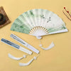 Folding Fan with Tassel, Dragon Phoenix Tiger Crane Koi Fish