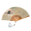 Chinese Style Bamboo Folding Fan with Silk Leaf and Tassel
