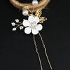 Handmade Floral Hair Comb and Pin Set with Clear Quartz