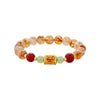 Citrine Red Agate Silver Bead Bracelet