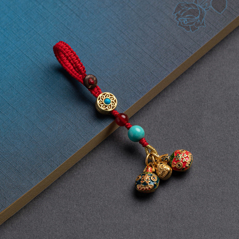 Family Luck Charm Keychain and Phone Strap with Gold-Tone Beasts