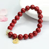 Cinnabar Rose Bracelet with Gold-Tone Accents