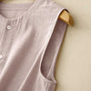 Linen Blend Sleeveless Button-Up Top