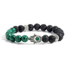 Hamsa Hand Lava Rock Bracelet with Natural Stone Beads