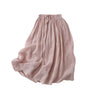 Cotton Linen Elastic Waist Skirt, Long A-Line