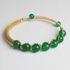 Gold-Tone Wire Wrapped Gemstone Bead Bangle Bracelet