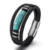 Tiger Eye Power Magnetic Buckle Multilayered Leather Bracelet