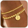 Gold-Tone Initial Bracelet Set for Women