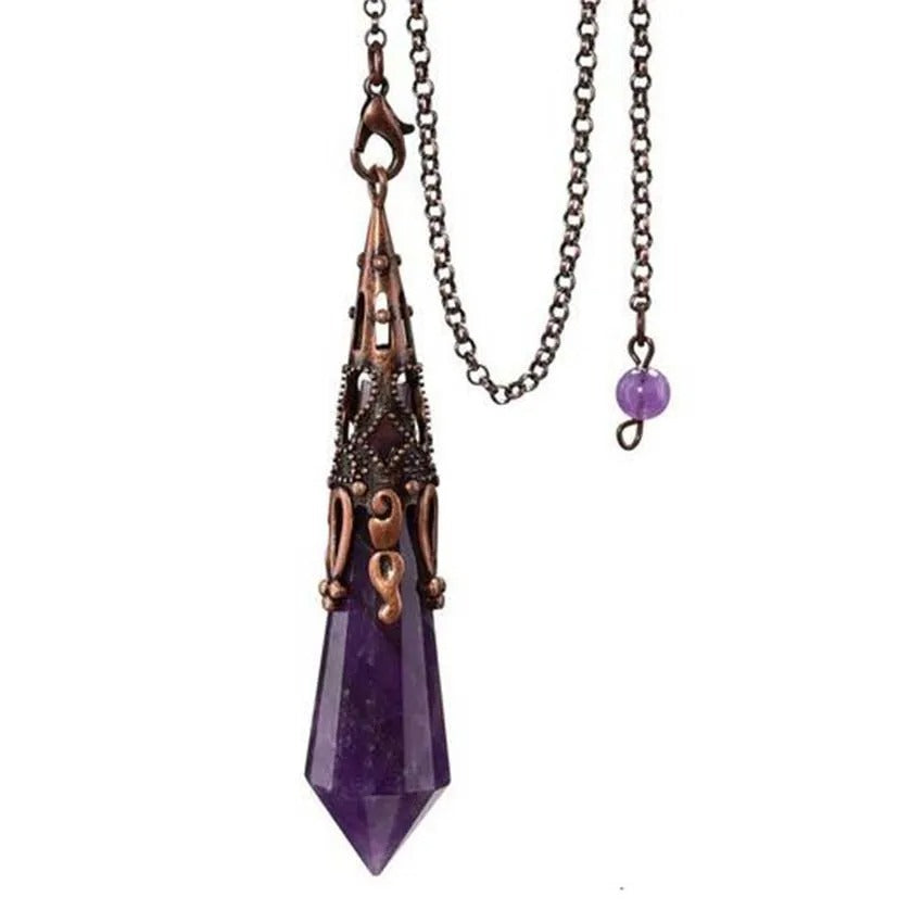 Natural Crystal Point Necklace with Antique Copper Cage