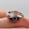 Copper Silver-Plated Adjustable Ring with Imitation Dzi Eye