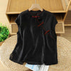 Women's Sleeveless Shirts Cotton Linen Frog Button Top
