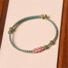 Handmade Peach Blossom Protection Braided Rope Bracelet