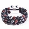 Natural Tiger Eye Black Magnetite Double Row Beads Bracelet