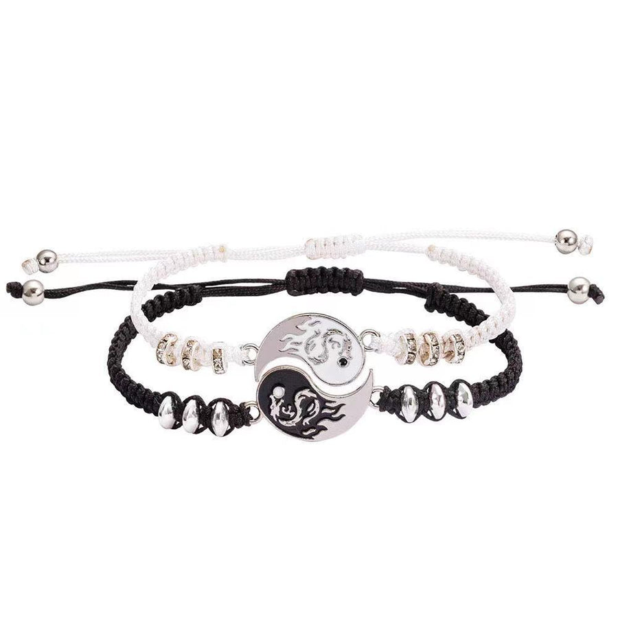 Yin Yang Dragon Couple Bracelet Set