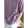 Women's Vintage Embroidered Flower Cotton T-Shirt