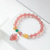 Strawberry Quartz Bracelet with Fox Charm