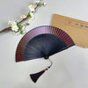 Gradient Bamboo Folding Fan with Tassel
