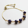 Gold-Tone Wire Wrapped Gemstone Bead Bangle Bracelet