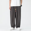 Men's Straight Leg Pants Summer Drawstring Ankle Length Solid Color