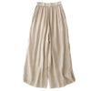 Embroidered Wide Leg Pants With Pockets, Elastic Waist