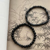 Bamboo and Black Stone Bracelet, Natural Lapis Lazuli Charm