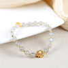 Strawberry Quartz Sun Stone Moonstone Beaded Bracelet with Flower Charm