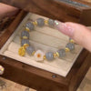Rabbit and Flower Charm Bracelet, Gold-Tone Alloy Bead Jewelry