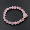 Natural Stone Heart Charm Bracelet, 8mm Beads