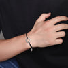 Silver Peace Buckle Cord Bracelet with Auspicious Charm