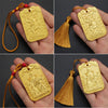 Kui Xing and Wenchang Car Hanging Ornament, Gold-Tone Alloy Charm