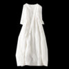 Cotton Linen Midi Dress with Half Sleeves