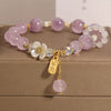 Crystal Flower Heart Bracelet with Amethyst and Rose Quartz