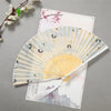 Bamboo Folding Fan with Crane and Cloud Print, 22cm