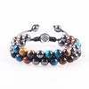 Tiger Eye Black Agate Evil Eye Double Row Bracelet