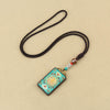 Tibetan Thangka Pendant Necklace, Ebony Wood Rope