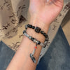 Sterling Silver Dzi Bead Rutilated Quartz Bracelet