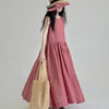 Women's Summer Sleeveless Dress Cotton Plaid Midi