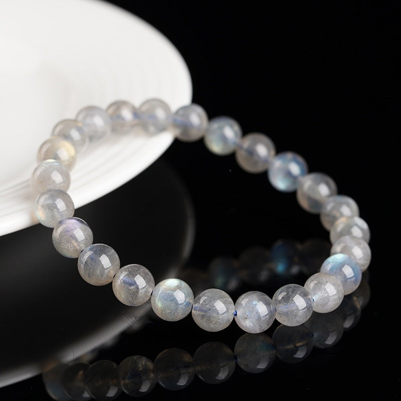 Moonstone Beads Bracelet Blue Flash Labradorite