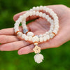 Star Moon Bodhi Seed Lotus Jade Double Wrap Bracelet