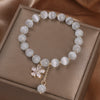 Cat's Eye Flower Charm Bracelet, Beige Tone