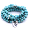 Natural White Turquoise Lotus Mala Bracelet 108 Beads